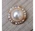 Zlatý knoflík s perlou a zirkony  / 24 mm