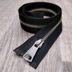 Kovový stříbrný zip 90 cm / ČERNÝ