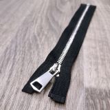 Kovový stříbrný zip 20 cm / ČERNÝ