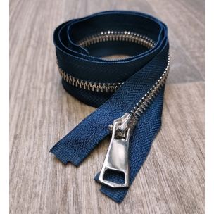 Kovový stříbrný zip 50 cm / NAVY MODRÁ